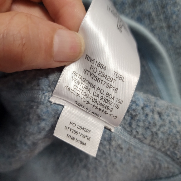 EUC Patagonia Tubular Blue Sweater Quarter Zip Fleece Popover Jacket Size Large - Picture 11 of 11